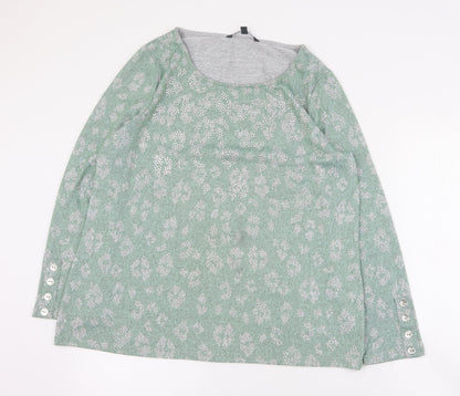 Love Leisure Womens Green Round Neck Geometric Polyester Pullover Jumper Size 16