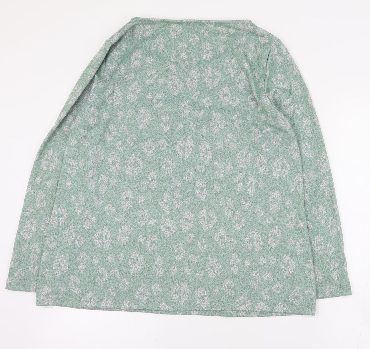 Love Leisure Womens Green Round Neck Geometric Polyester Pullover Jumper Size 16