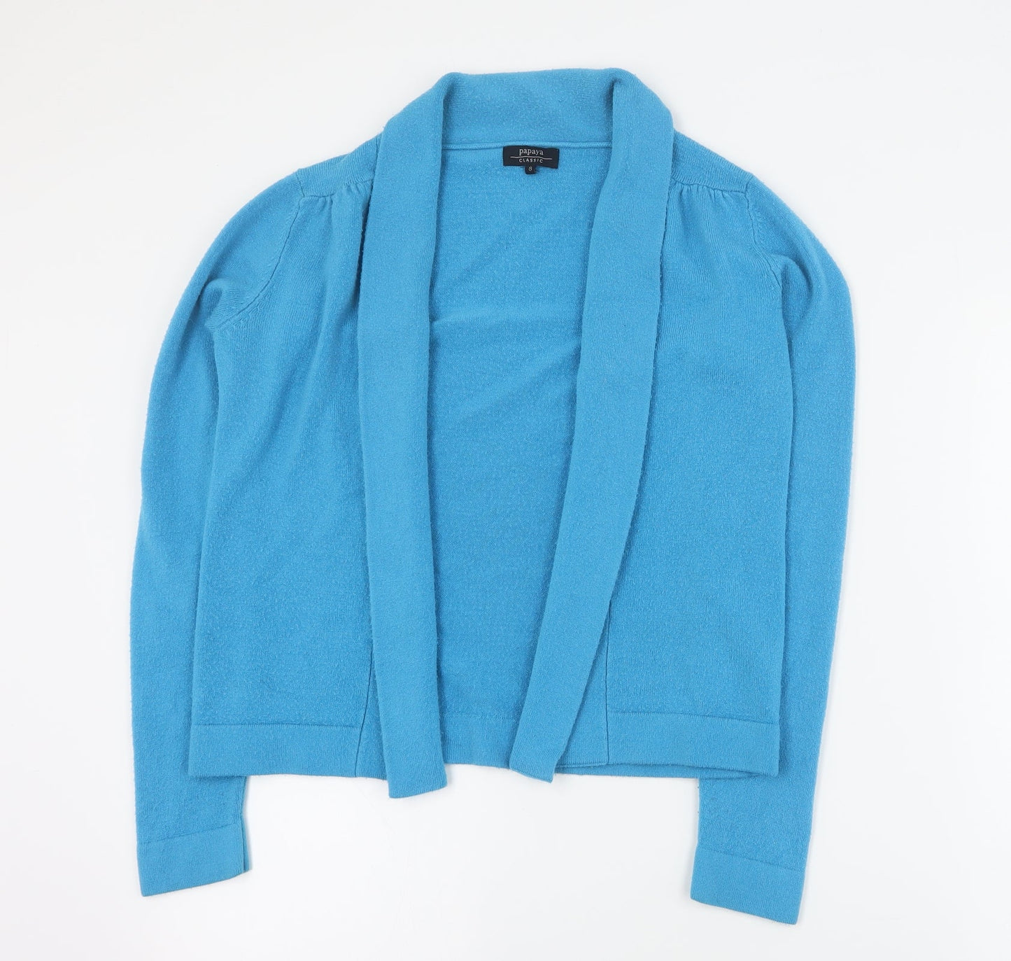 Papaya Womens Blue V-Neck  Acrylic Cardigan Jumper Size 8