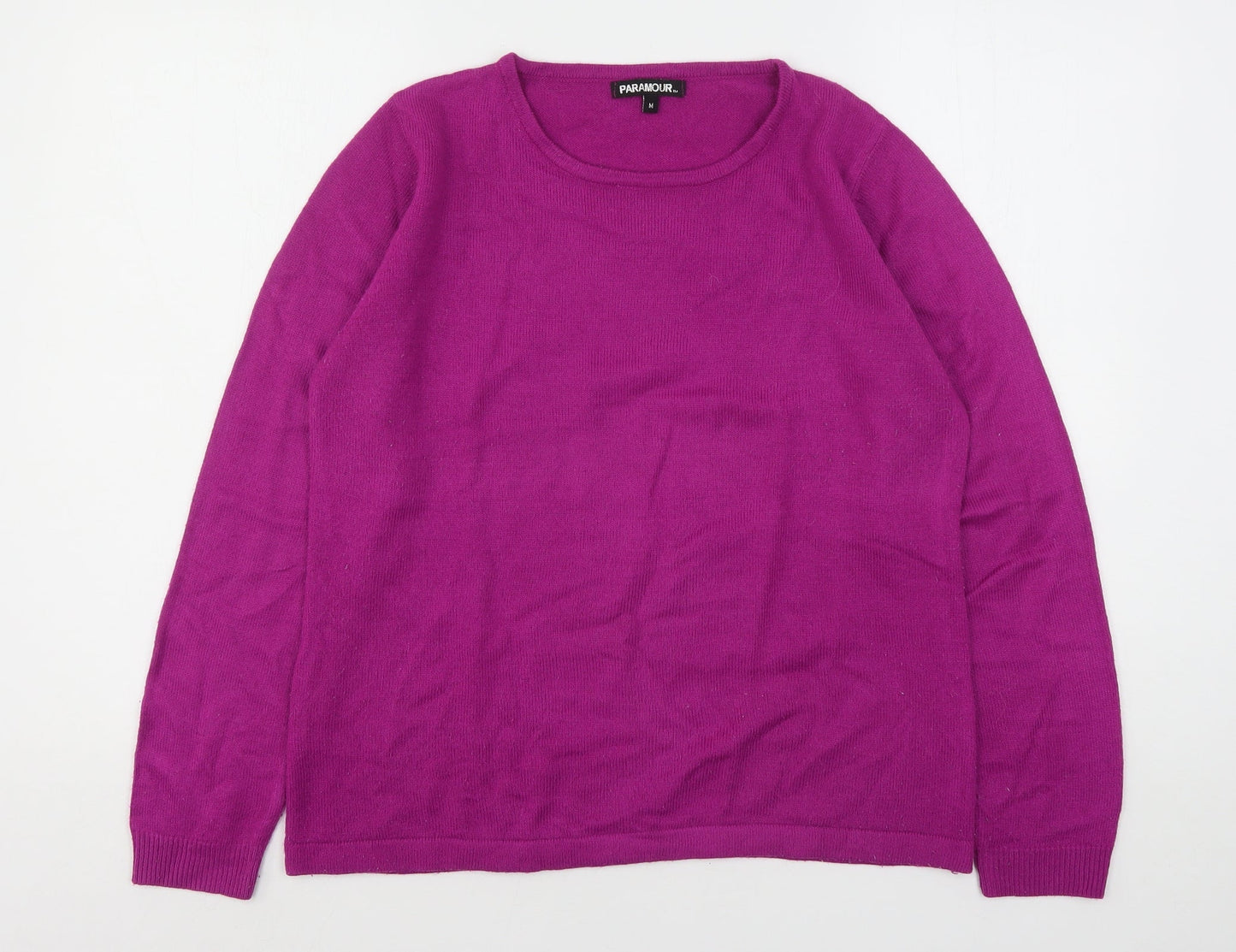 Paramour Womens Purple Round Neck  Acrylic Pullover Jumper Size M