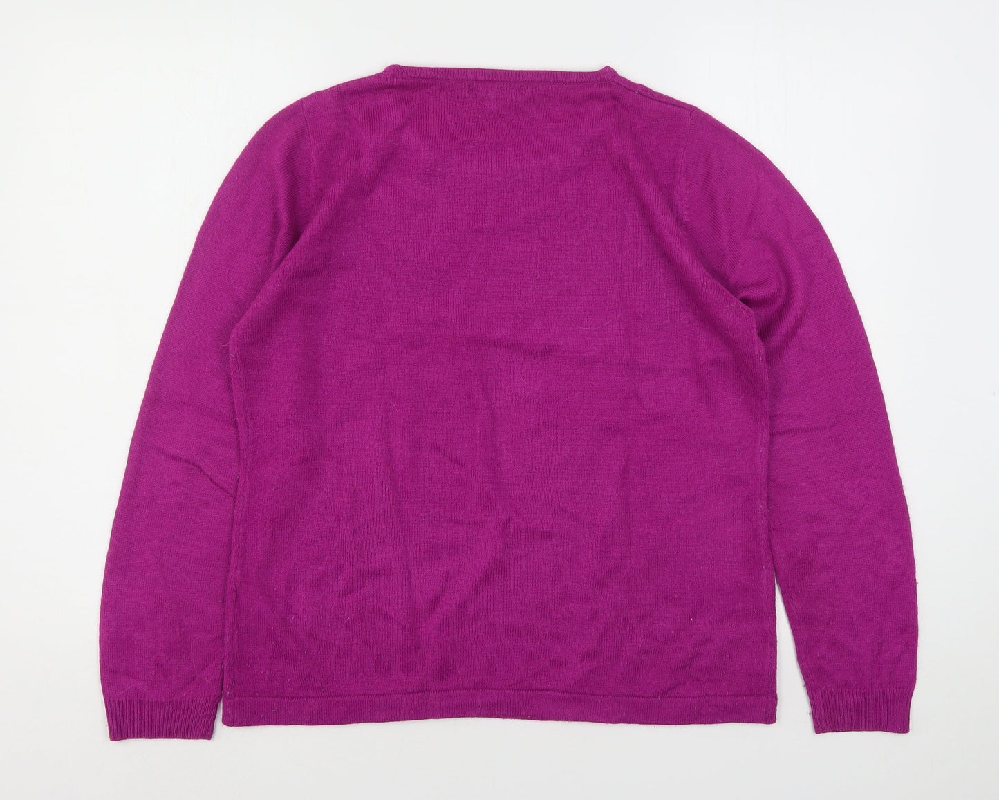 Paramour Womens Purple Round Neck  Acrylic Pullover Jumper Size M