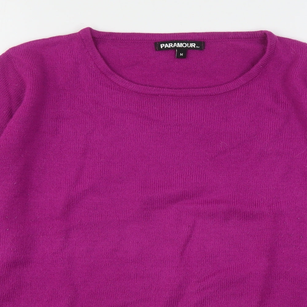 Paramour Womens Purple Round Neck  Acrylic Pullover Jumper Size M