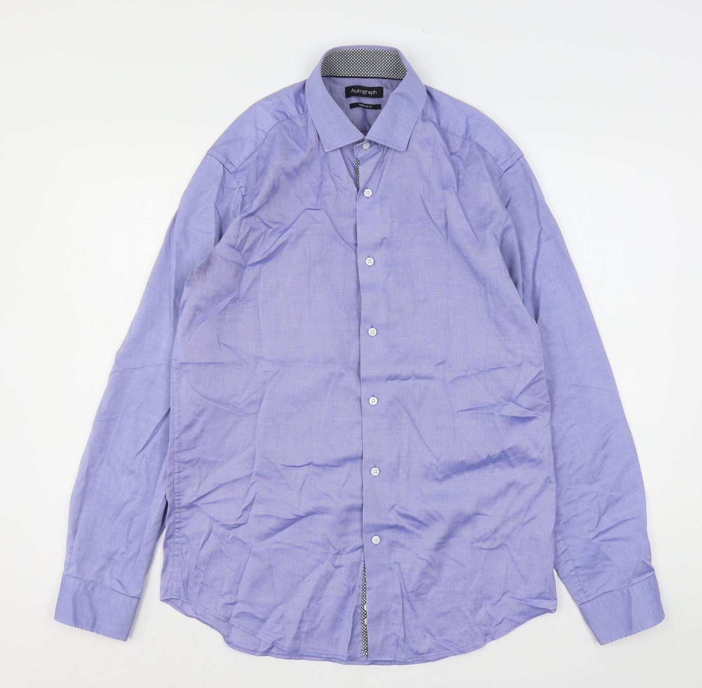 Autograph  Mens Blue  Cotton  Button-Up Size 15.5 Collared