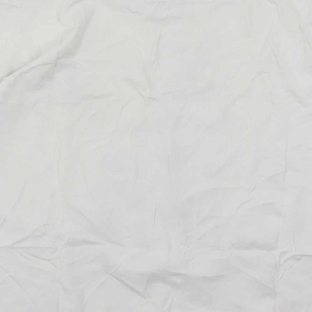 Primark Womens White  Cotton Basic T-Shirt Size 10 Round Neck - Frozen