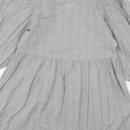 Preloved Primark Womens Grey Striped Cotton A-Line  Size 10  V-Neck - Label