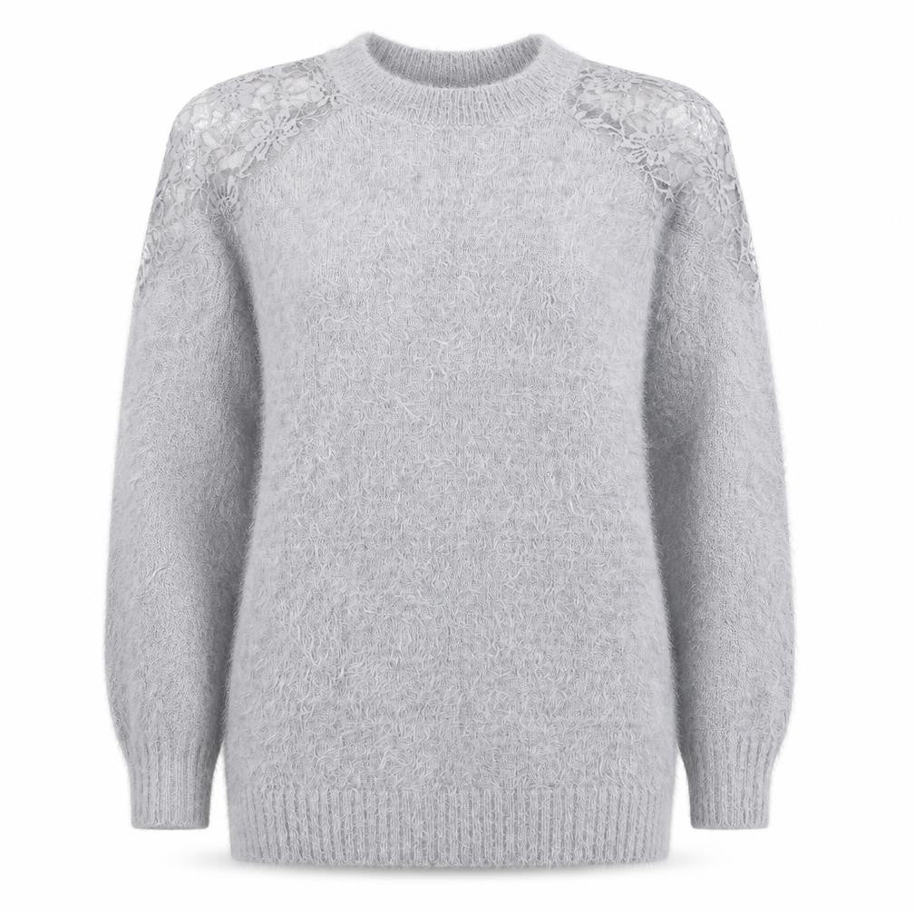 Klass Womens Grey Round Neck  Acrylic Pullover Jumper Size M