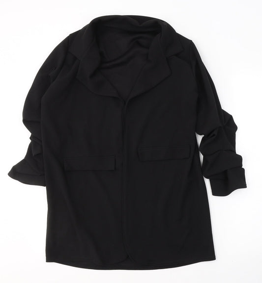 Preworn Womens Black V-Neck  Polyester Cardigan Jumper Size S