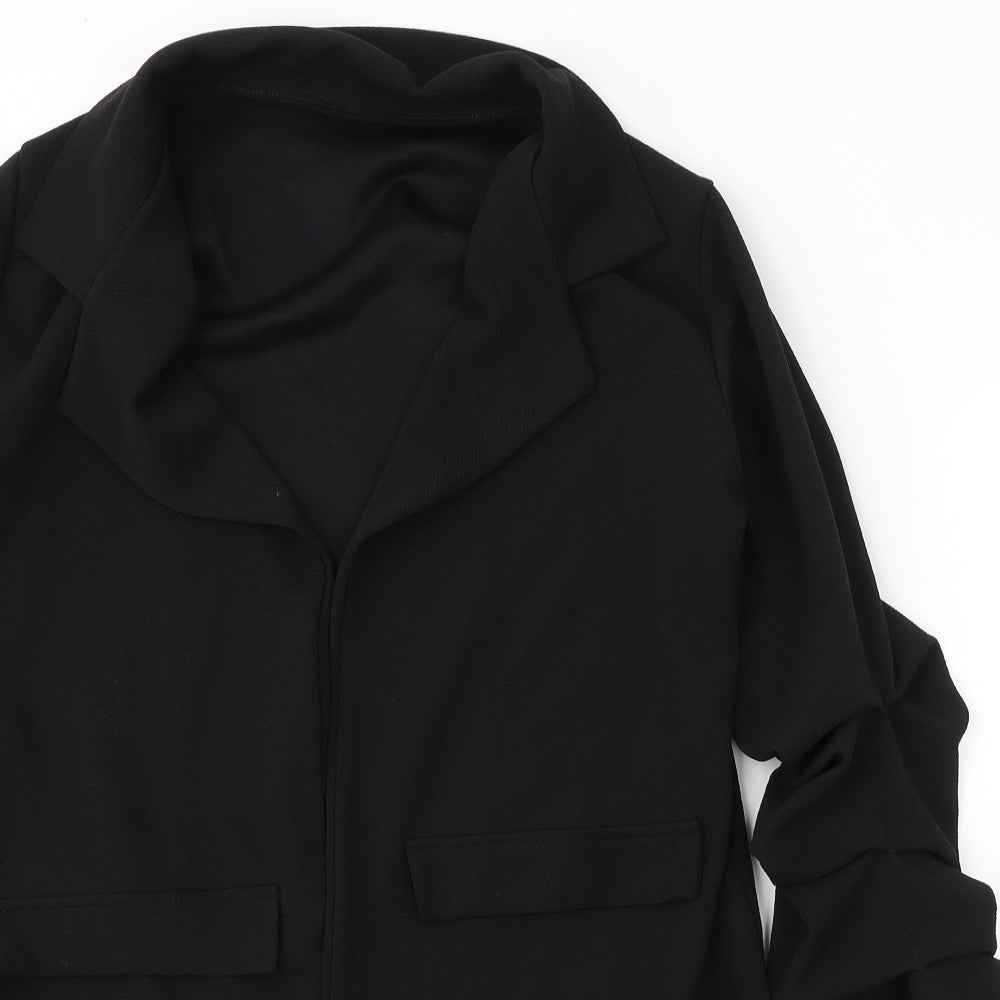 Preworn Womens Black V-Neck  Polyester Cardigan Jumper Size S