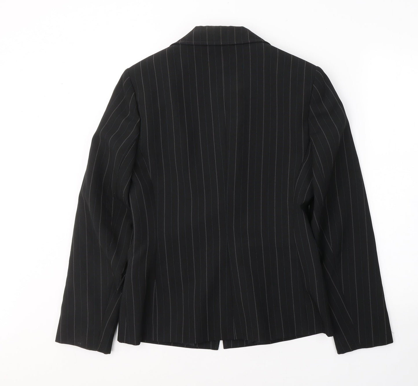 Florence & Fred Womens Black Striped Polyester Jacket Suit Jacket Size 12