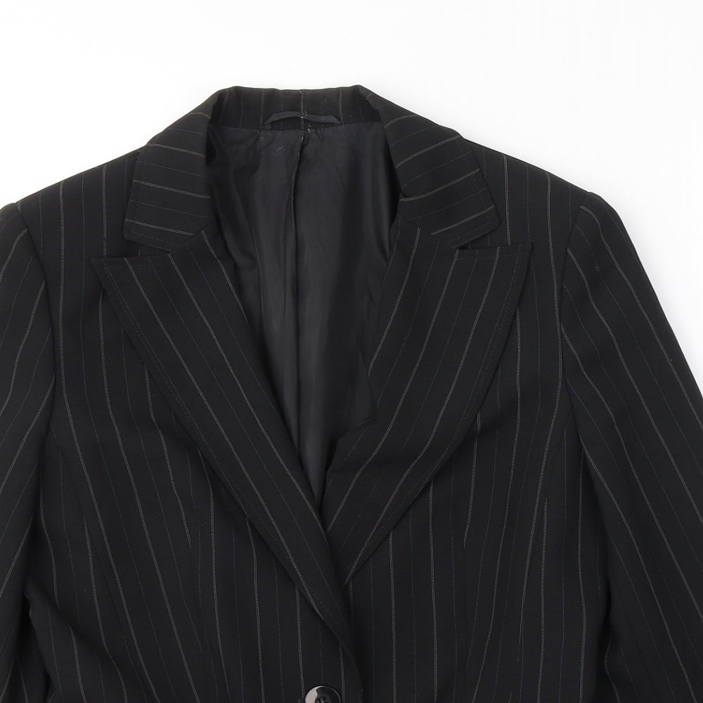 Florence & Fred Womens Black Striped Polyester Jacket Suit Jacket Size 12