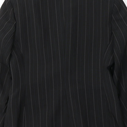 F&F Womens Black Striped Polyester Jacket Suit Jacket Size 12