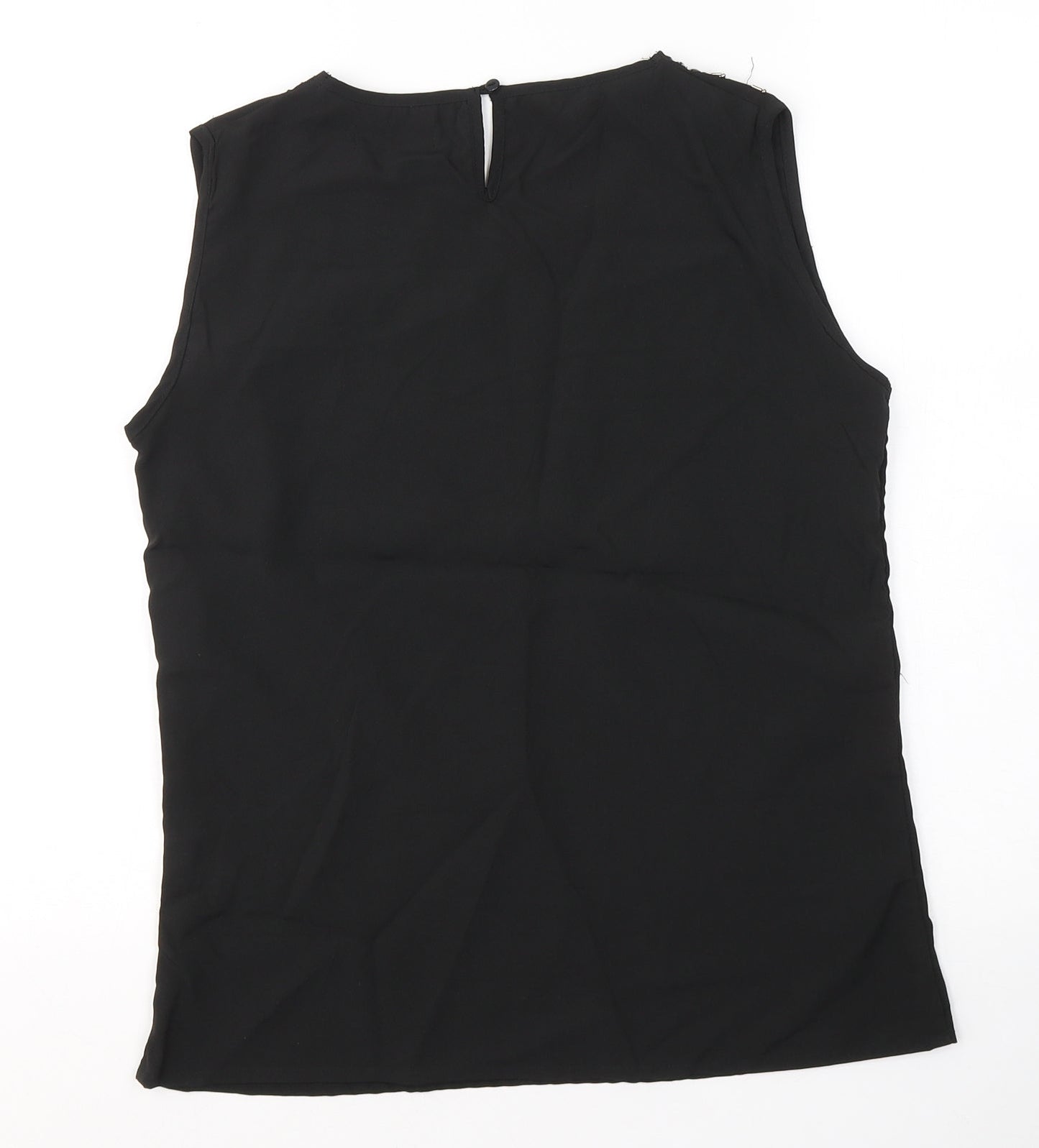 Exhibit Womens Black  Polyester Basic Blouse Size 8 Round Neck