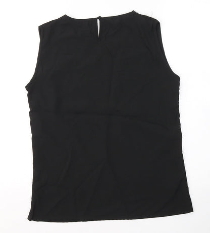 Exhibit Womens Black  Polyester Basic Blouse Size 8 Round Neck