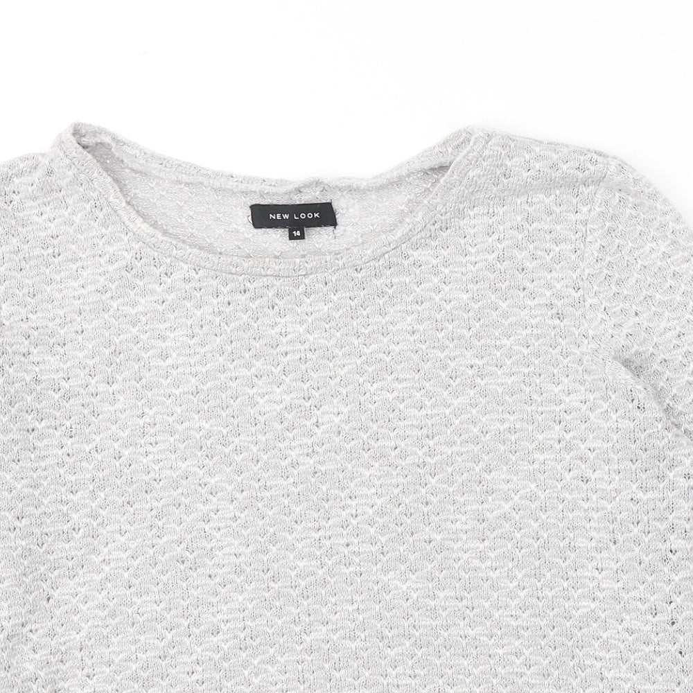 New Look Womens Grey Round Neck  Polyester Pullover Jumper Size 14