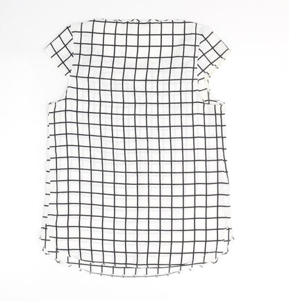 Atmosphere Womens White Check Polyester Basic Blouse Size 10 Round Neck