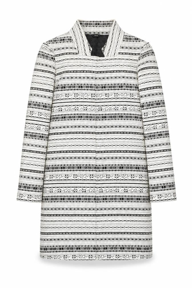 M&Co Womens White Geometric  Jacket Blazer Size 10