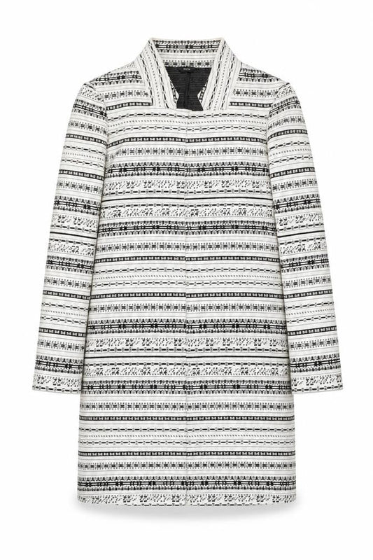 M&Co Womens White Geometric  Jacket Blazer Size 10