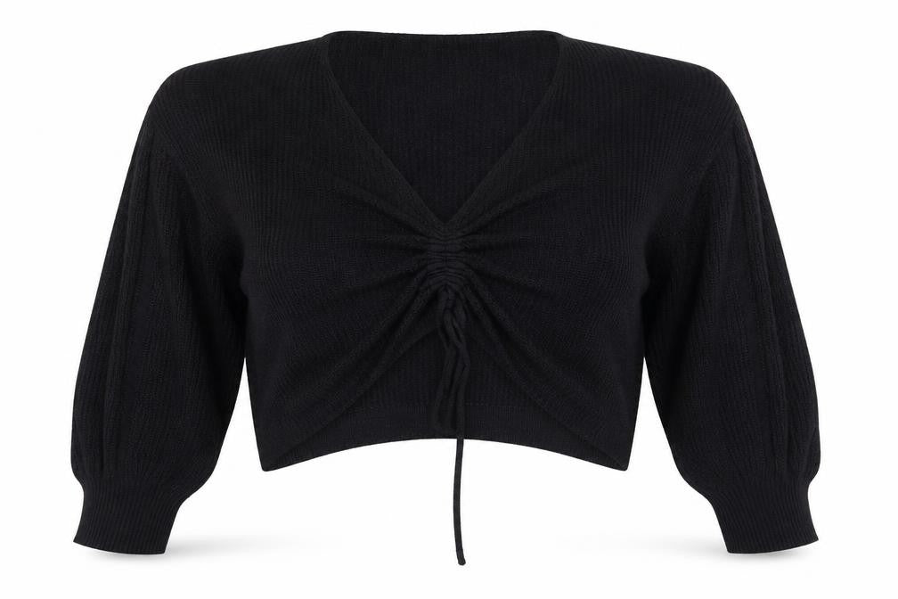 SheIn Womens Black V-Neck  Acrylic Pullover Jumper Size XL