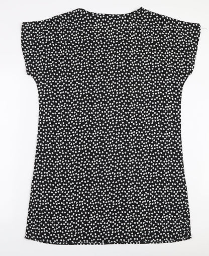 Preloved SheIn Womens Black Floral Polyester A-Line  Size L  Round Neck Pullover - Back