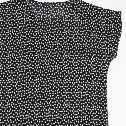 Preloved SheIn Womens Black Floral Polyester A-Line  Size L  Round Neck Pullover - Detail