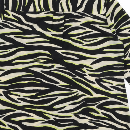 Preloved New Look Womens Multicoloured Animal Print Polyester Basic Blouse Size 10 Collared - Label