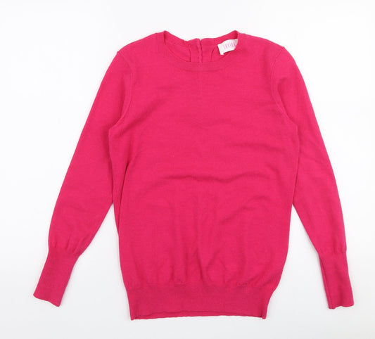 Savoir Womens Pink Round Neck  Viscose Pullover Jumper Size XS