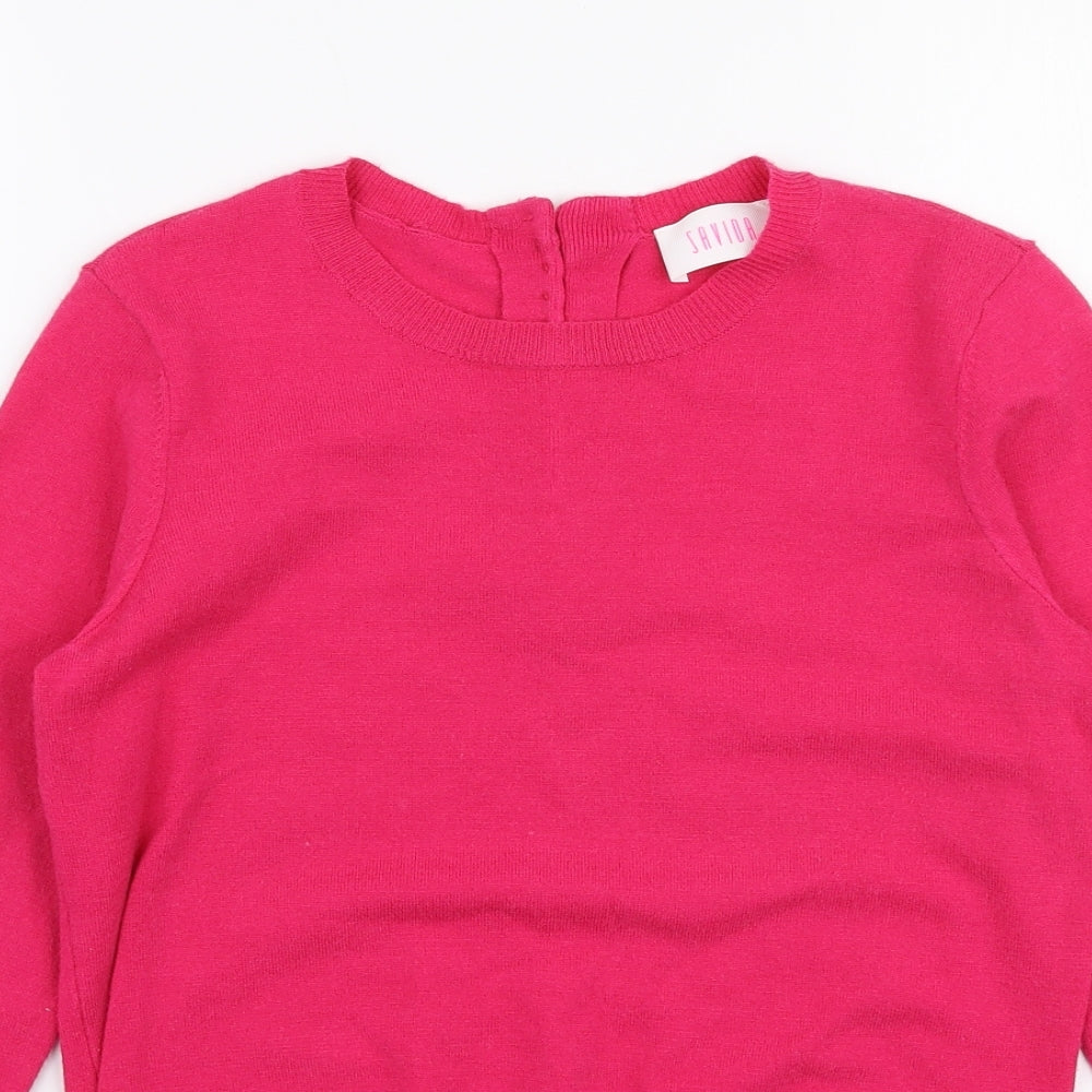 Savoir Womens Pink Round Neck  Viscose Pullover Jumper Size XS