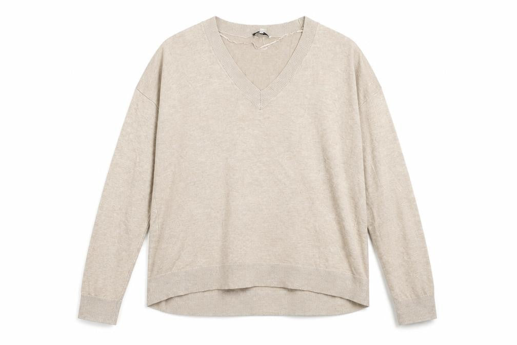 B Young Womens Beige Round Neck  Viscose Pullover Jumper Size L