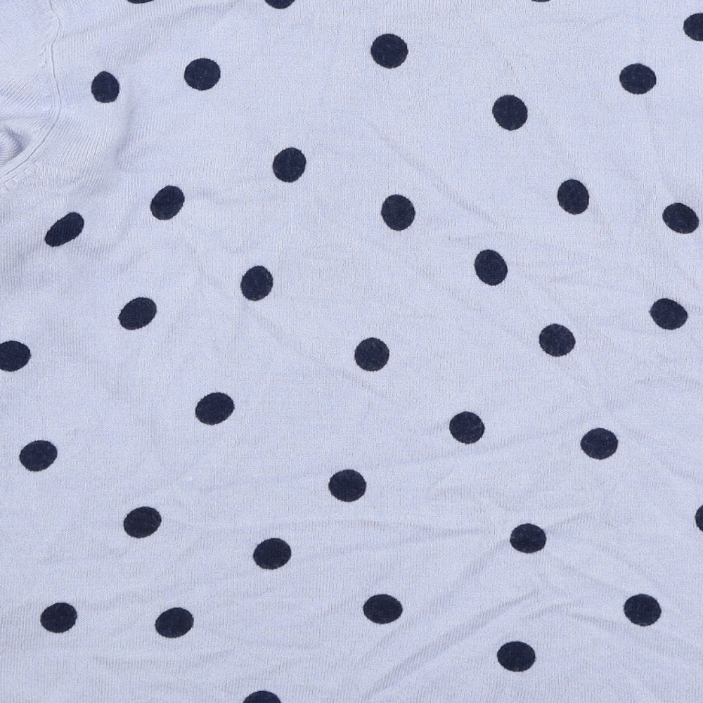 Marks and Spencer Womens Blue Round Neck Polka Dot Acrylic Pullover Jumper Size 10