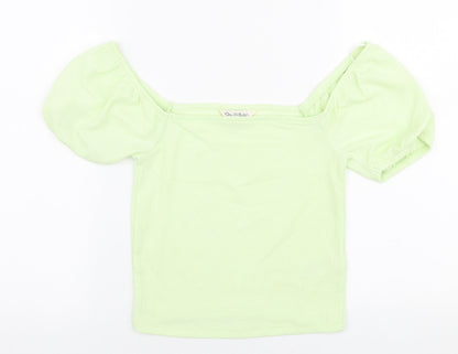 Miss Selfridge Womens Green  Polyester Cropped Blouse Size 6 Off the Shoulder