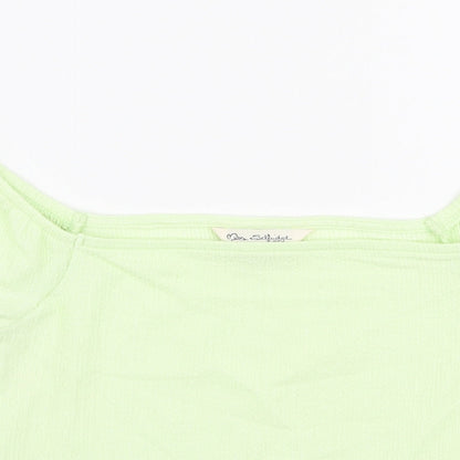 Miss Selfridge Womens Green  Polyester Cropped Blouse Size 6 Off the Shoulder