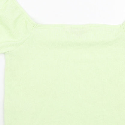 Miss Selfridge Womens Green  Polyester Cropped Blouse Size 6 Off the Shoulder