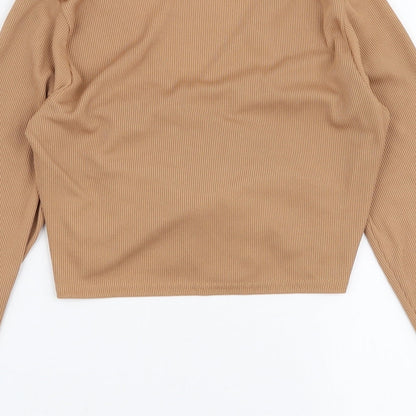 Preloved Boohoo Womens Brown  Polyester Basic Blouse Size 6 V-Neck - Label