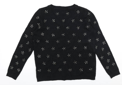 Preloved Mango Womens Black Round Neck  Polyester Pullover Jumper Size M - Back