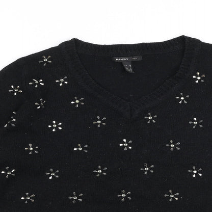 Preloved Mango Womens Black Round Neck  Polyester Pullover Jumper Size M - Detail