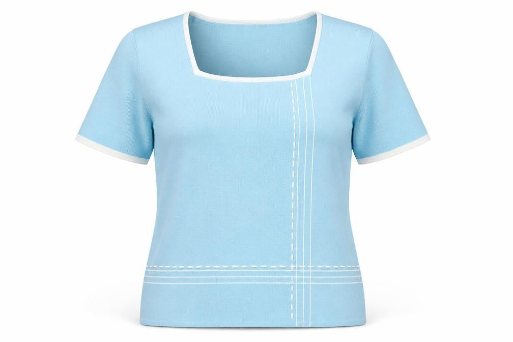 Just Elegance Womens Blue Square Neck  Viscose Pullover Jumper Size S