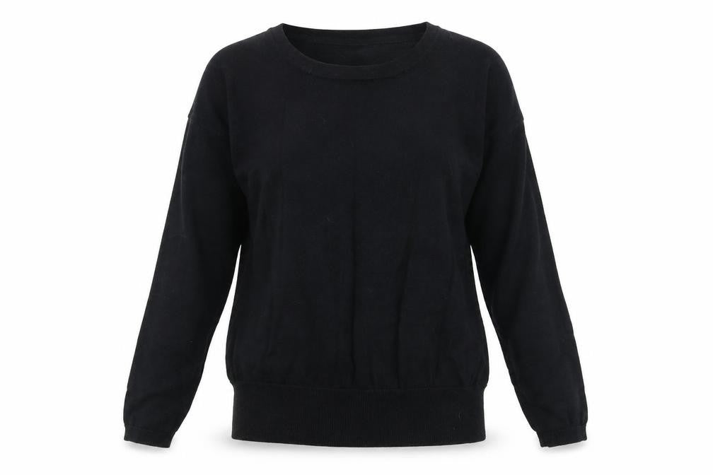 Avenue Womens Black Round Neck  100% Cotton Pullover Jumper Size M