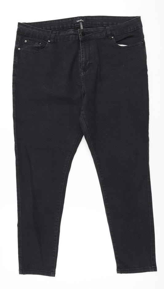 Preloved Label Be Womens Black  Cotton Skinny Jeans Size 18 L28 in Slim Zip - Front