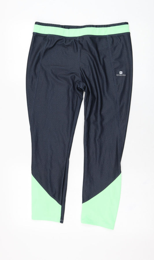 DOMYOS Womens Blue  Polyester Cropped Leggings Size 30 in L22 in Regular Pullover