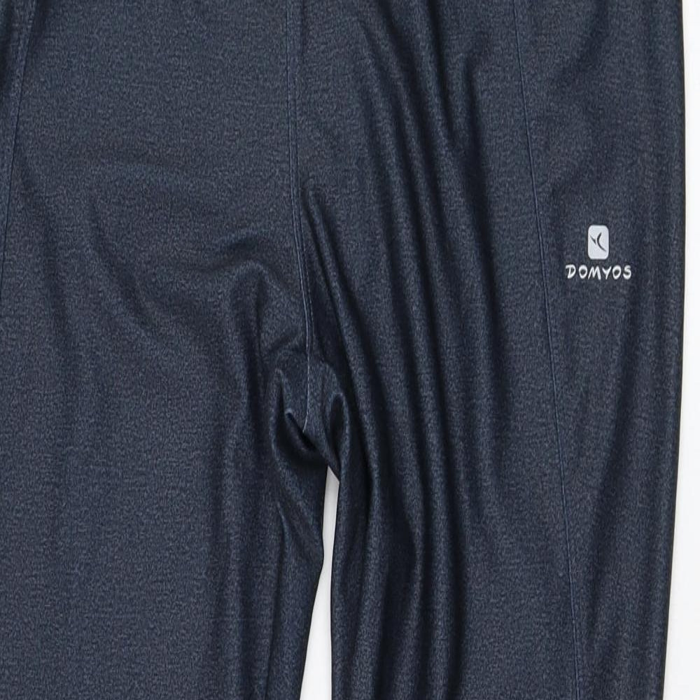 DOMYOS Womens Blue  Polyester Cropped Leggings Size 30 in L22 in Regular Pullover