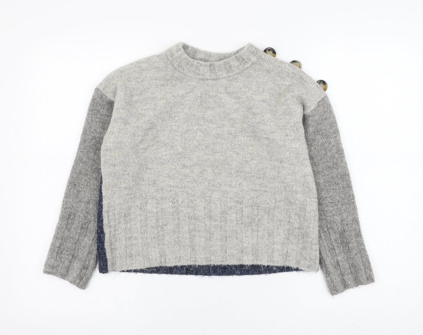 Marks and Spencer Womens Grey Round Neck  Acrylic Pullover Jumper Size M