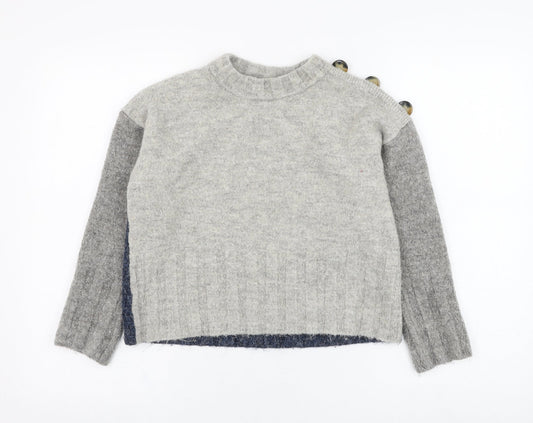 Marks and Spencer Womens Grey Round Neck  Acrylic Pullover Jumper Size M