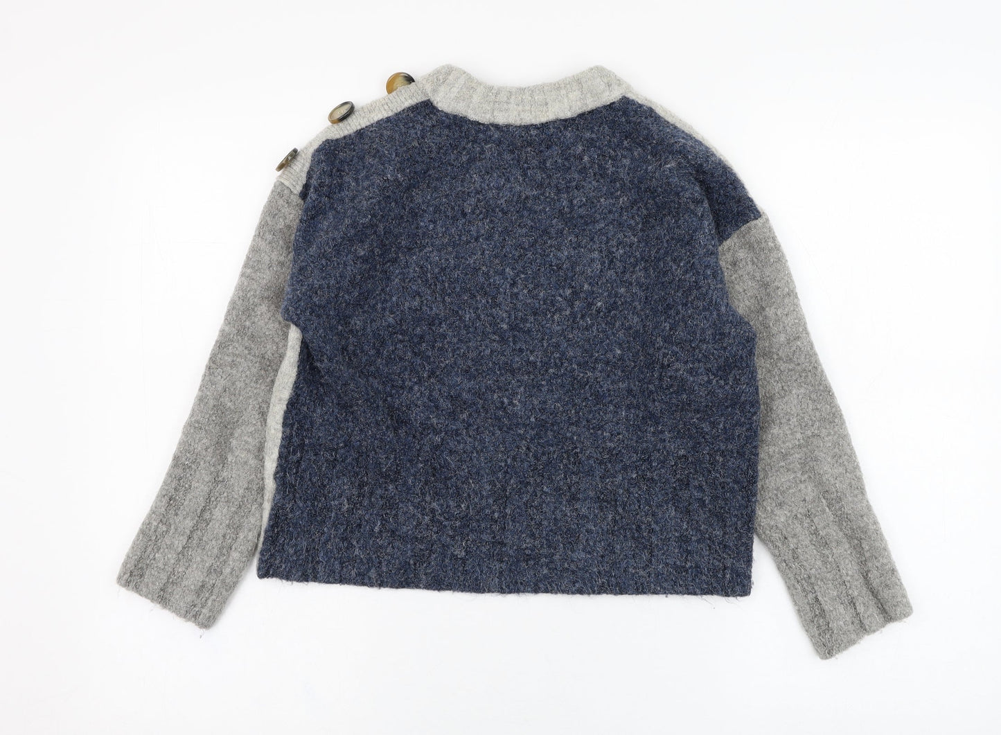 Marks and Spencer Womens Grey Round Neck  Acrylic Pullover Jumper Size M