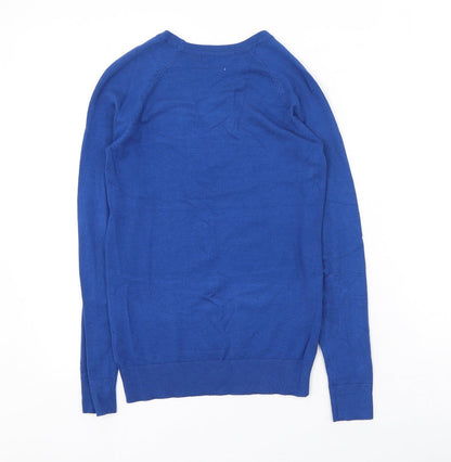 Dunnes Womens Blue Round Neck  Viscose Pullover Jumper Size XS