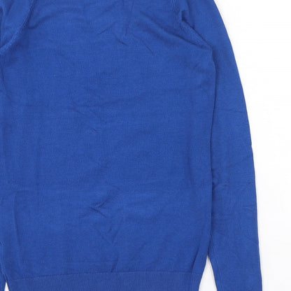 Dunnes Womens Blue Round Neck  Viscose Pullover Jumper Size XS