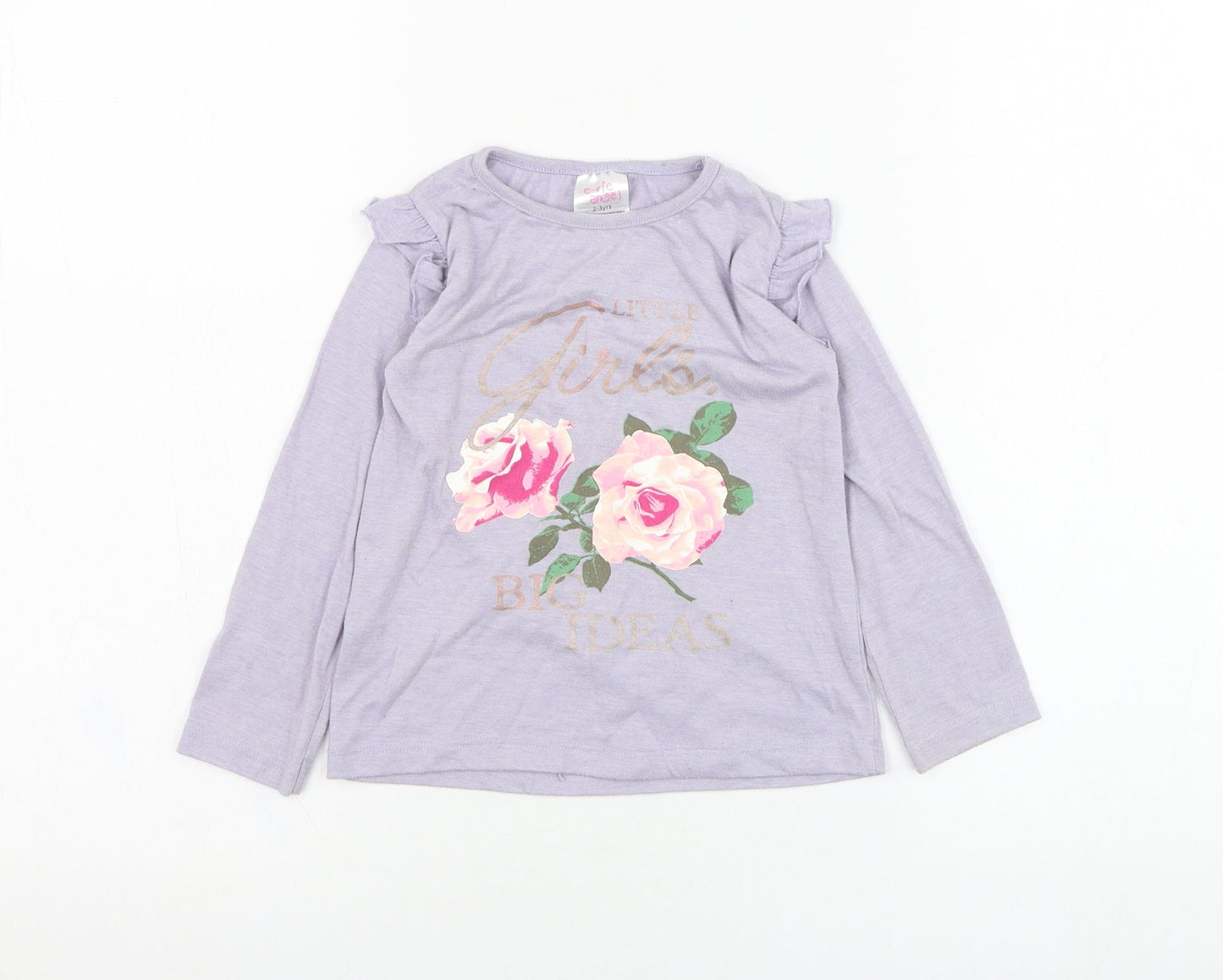 E-vie Girls Purple  Polyester Basic T-Shirt Size 2-3 Years Round Neck Pullover - Flower