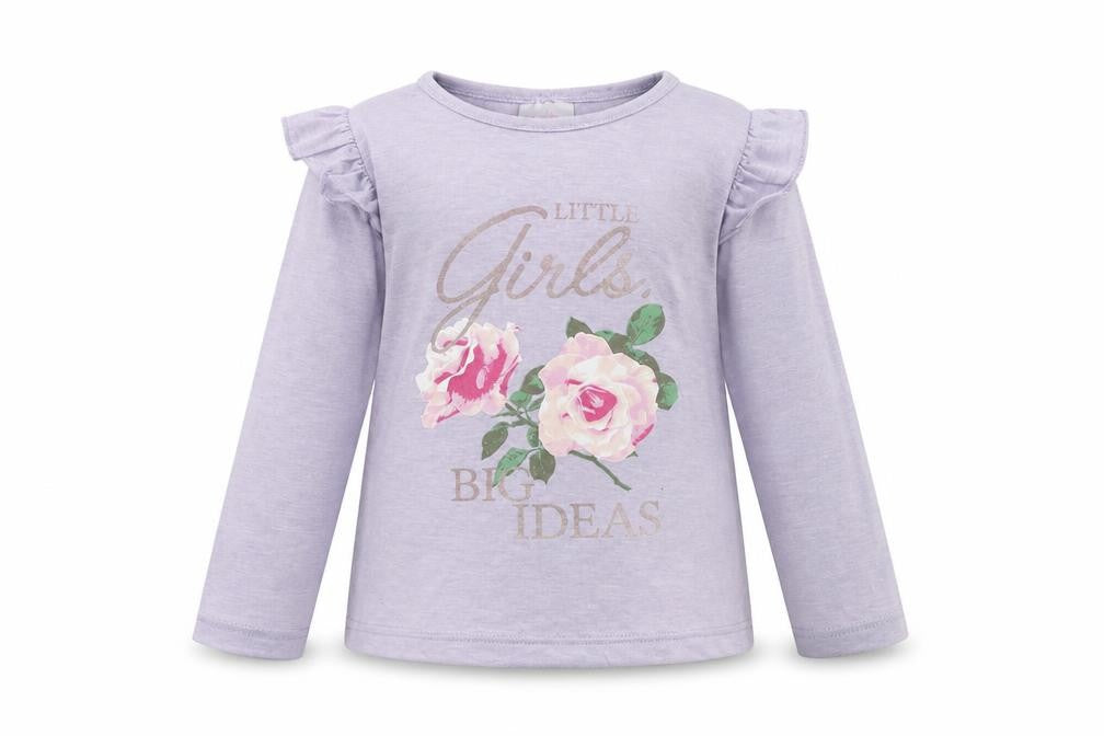 E-vie Girls Purple  Polyester Basic T-Shirt Size 2-3 Years Round Neck Pullover - Flower