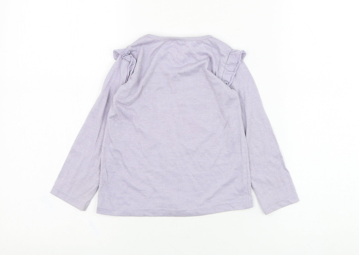 E-vie Girls Purple  Polyester Basic T-Shirt Size 2-3 Years Round Neck Pullover - Flower