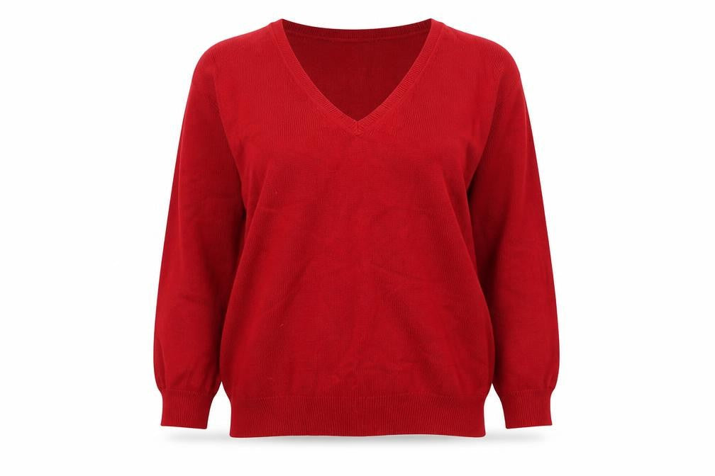 Marks & Spencer Womens Red V-Neck  Viscose Pullover Jumper Size 12