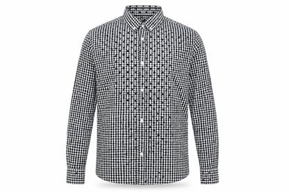 H&M Mens Black Check Cotton  Button-Up Size M Collared Button